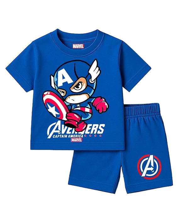 Marvel Boys Regular Fit Cotton T-Shirts and Shorts Set