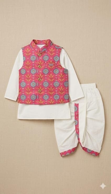 Baby Boys Pure Cotton Ethnic Kurta Pyjama Set